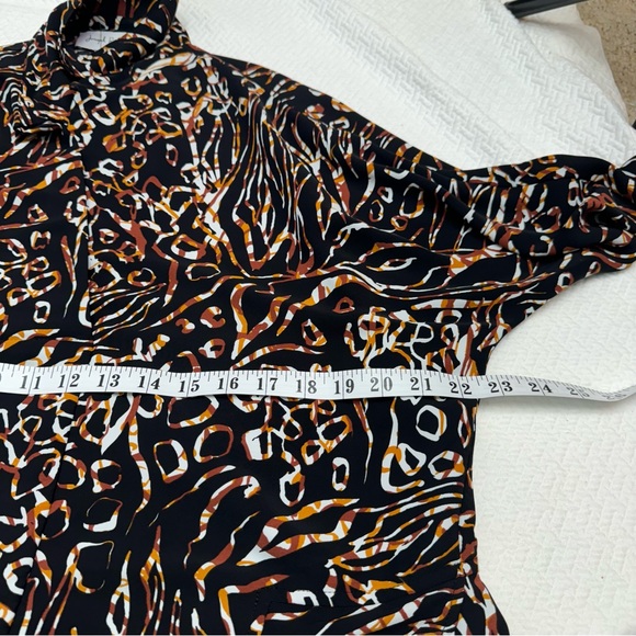 Joseph Ribkoff Black Brown Henley Blouse Long Sleeve Size 10 - Picture 9 of 10